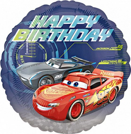 AMSCAN Balon foliowy na urodziny 18 cali, Cars - Happy Birthday