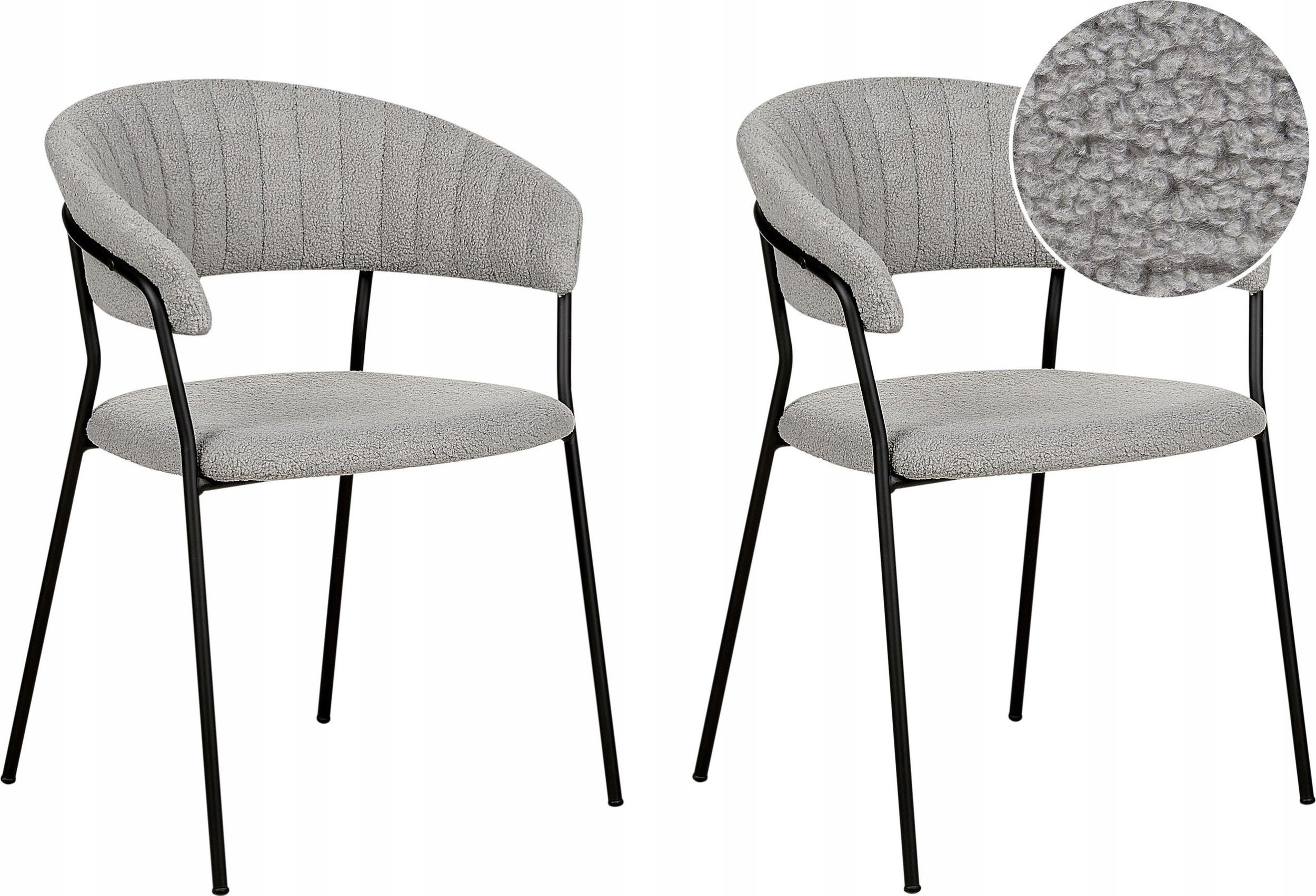 Beliani Zestaw 2 krzeseł do jadalni boucle szare MARIPOSA