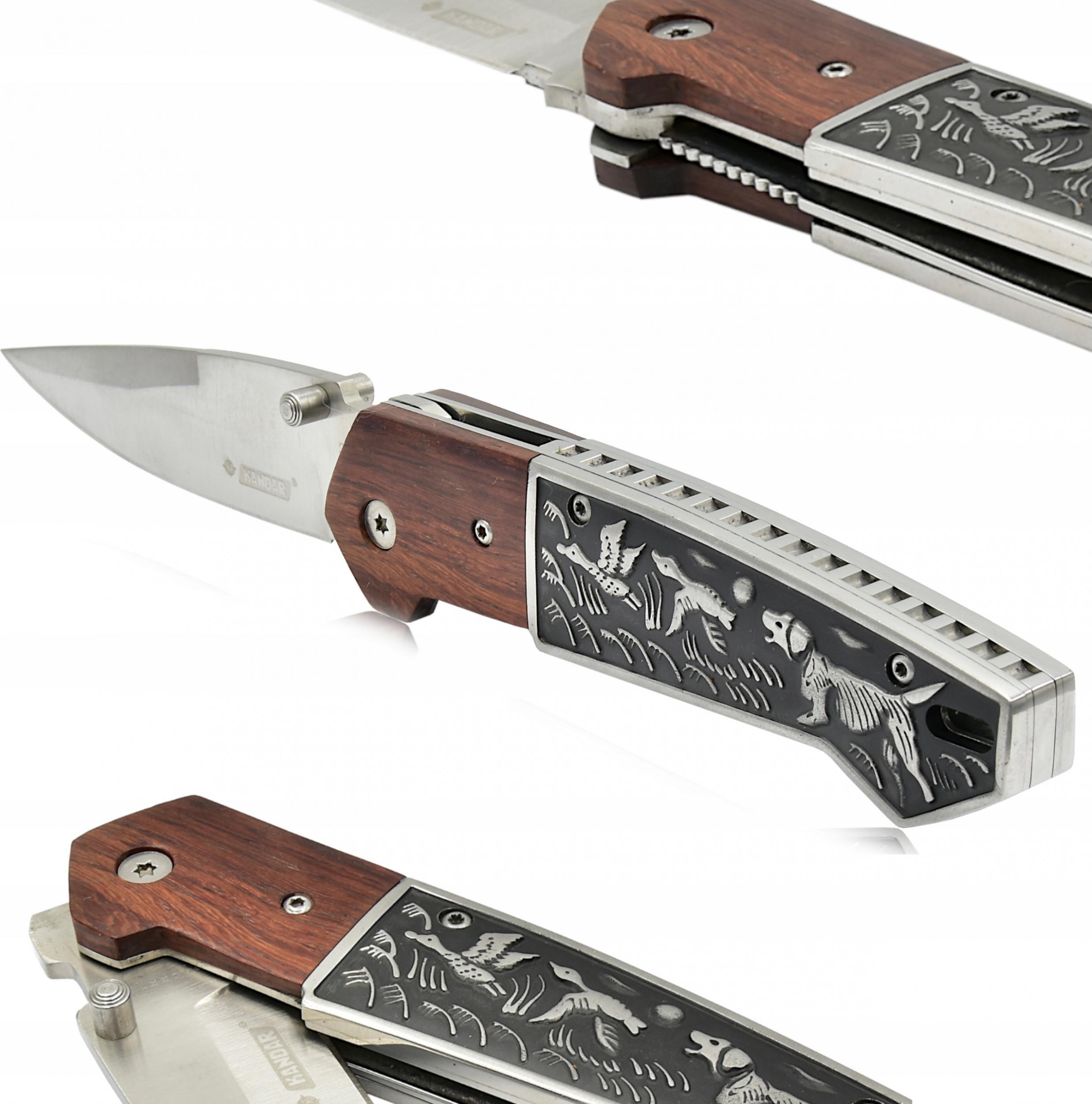 Kandar Nóż Scyzoryk Myśliwski Składany Zdobiony