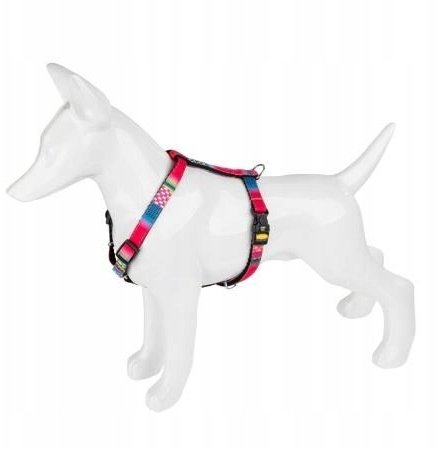 Barry King Szelki dla psa, wzór mozaikowy, 16MM/40-60CM różowe