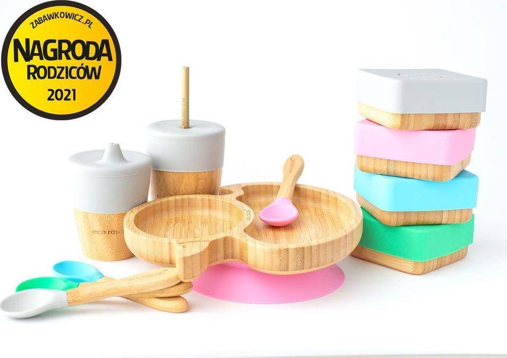 ECO RASCALS ECORASCALS* Kubek bambusowy o pojemności 240 ml z silikonową nakładką w kolorze szarym one size