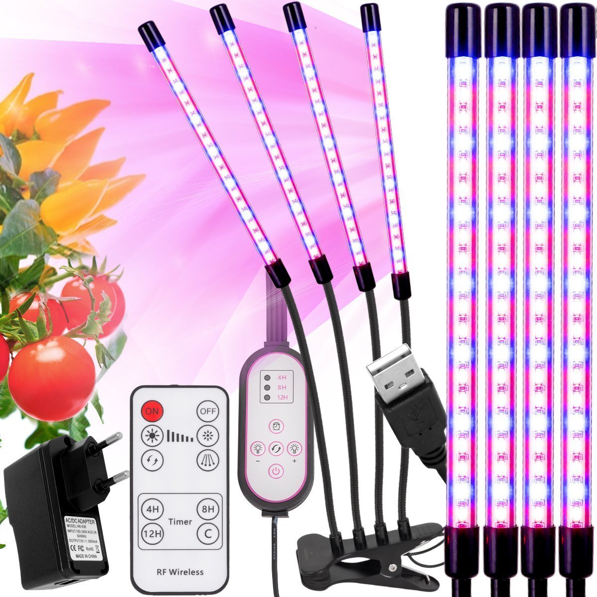 Heckermann Lampa do wzrostu roślin - 36W - 4 głowice