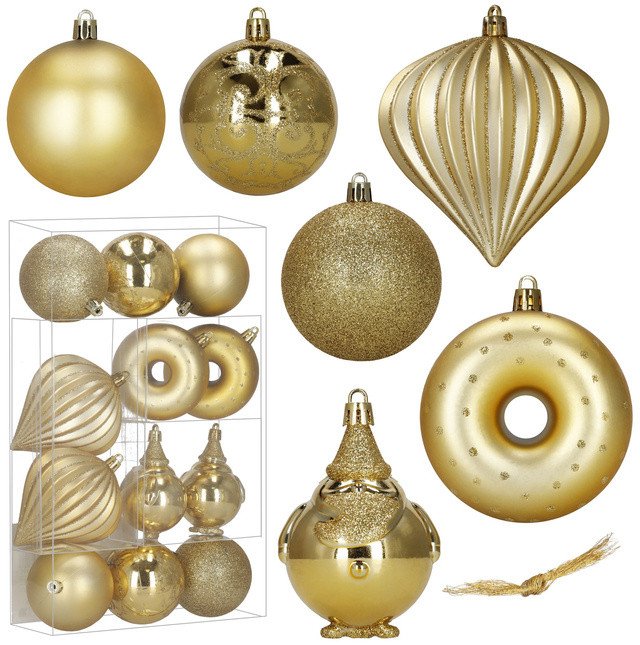 Bombki choinkowe zestaw 12 szt. dekoracje świąteczne nietłukące, złote UNIWERSALNY