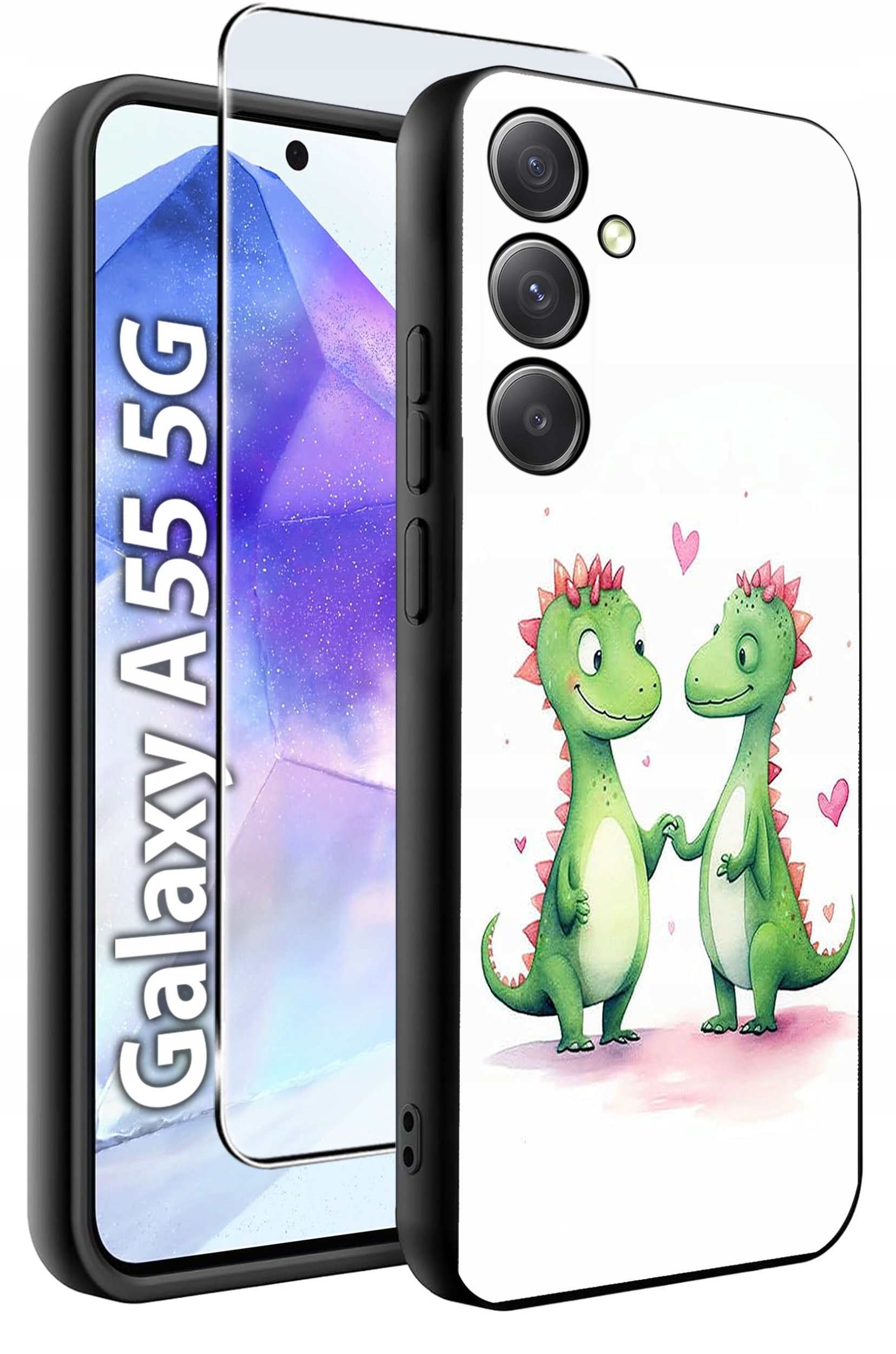 ETUI do Samsung A55 5G WZORY | SILIKONOWE MATT CASE + SZKŁO HARTOWANE 9H