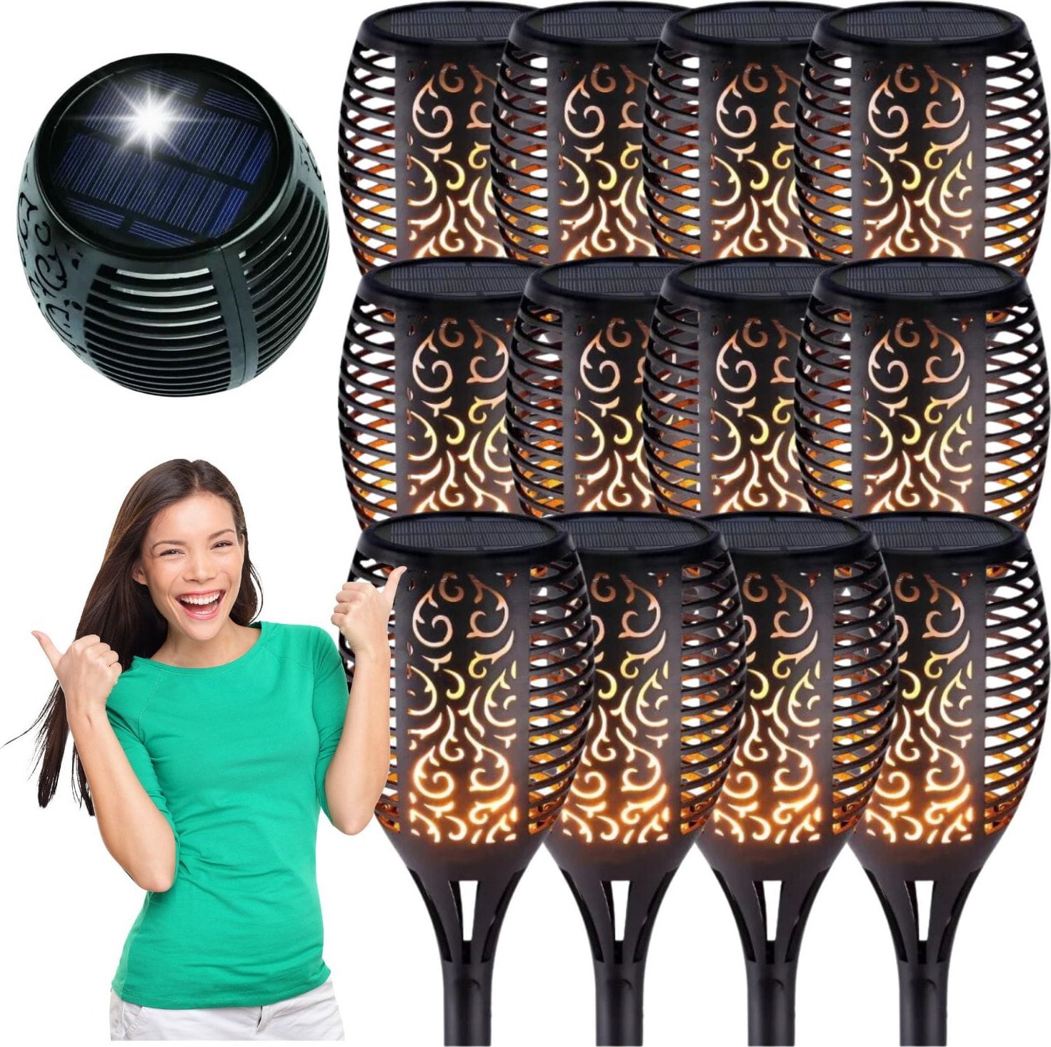 ZOLTA Lampa ogrodowa solarna pochodnia led 12 sztuk