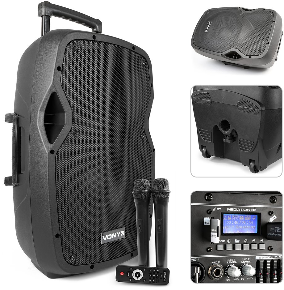 Kolumna mobilna z mikrofonami 600W Vonyx AP1200PA one size