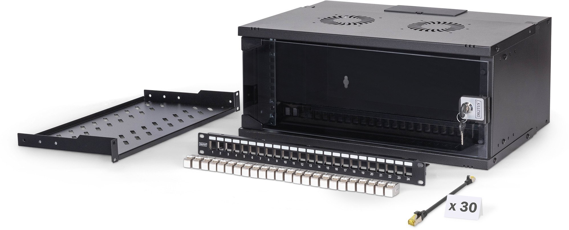 DIGITUS Netzwerk-Set 483 mm (19") - 4HE, 540x400 mm (BxT) sw