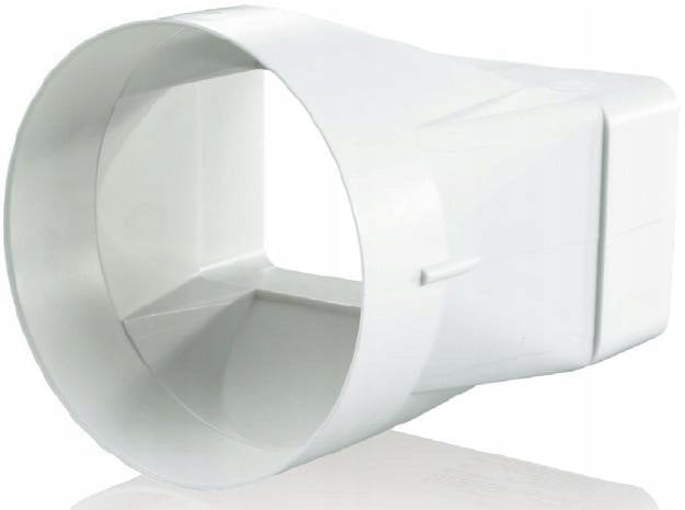 Łącznik kanału płaskiego i okrągłego 55x110 fi 100mm współosiowy biały KP55-33