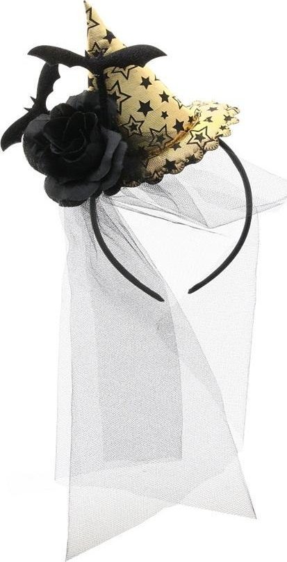 Opaska na głowę z woalką złota