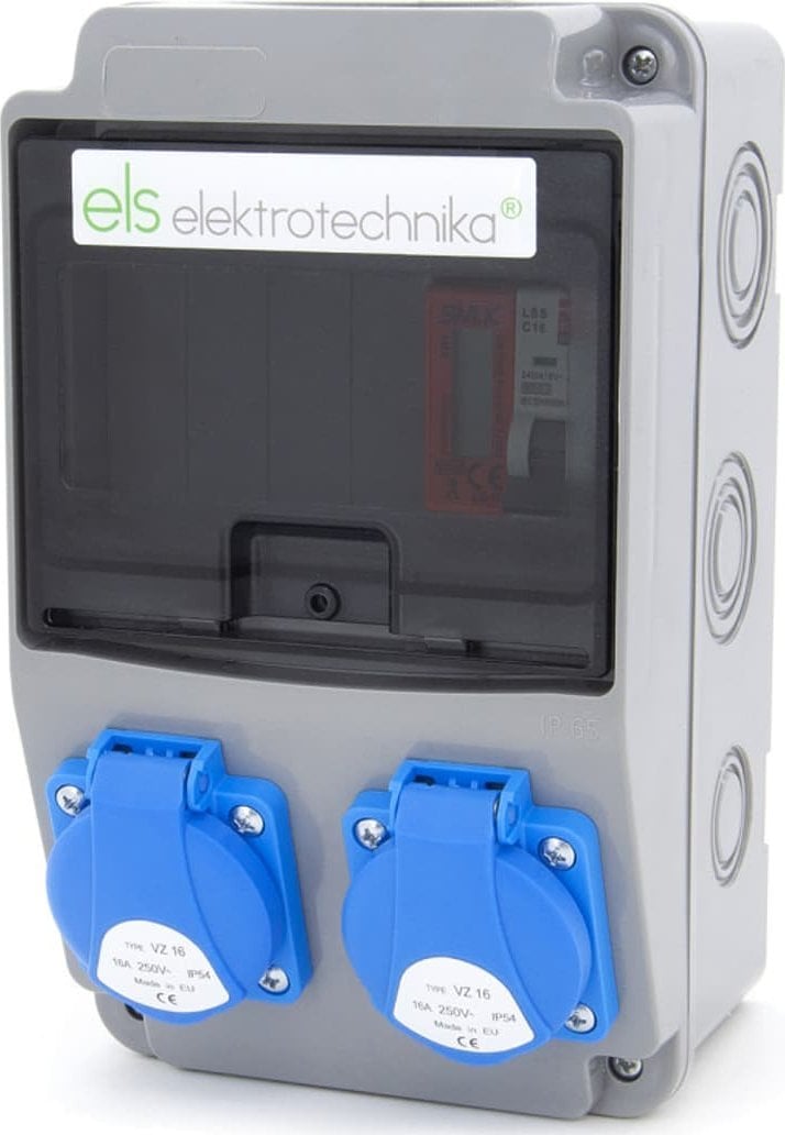 ELS Elektrotechnika Rozdzielnica budowlana, ogrodowa 2*GS 230V + zabezpieczenia + certyfikowany licznik MID, 6NO21C00L