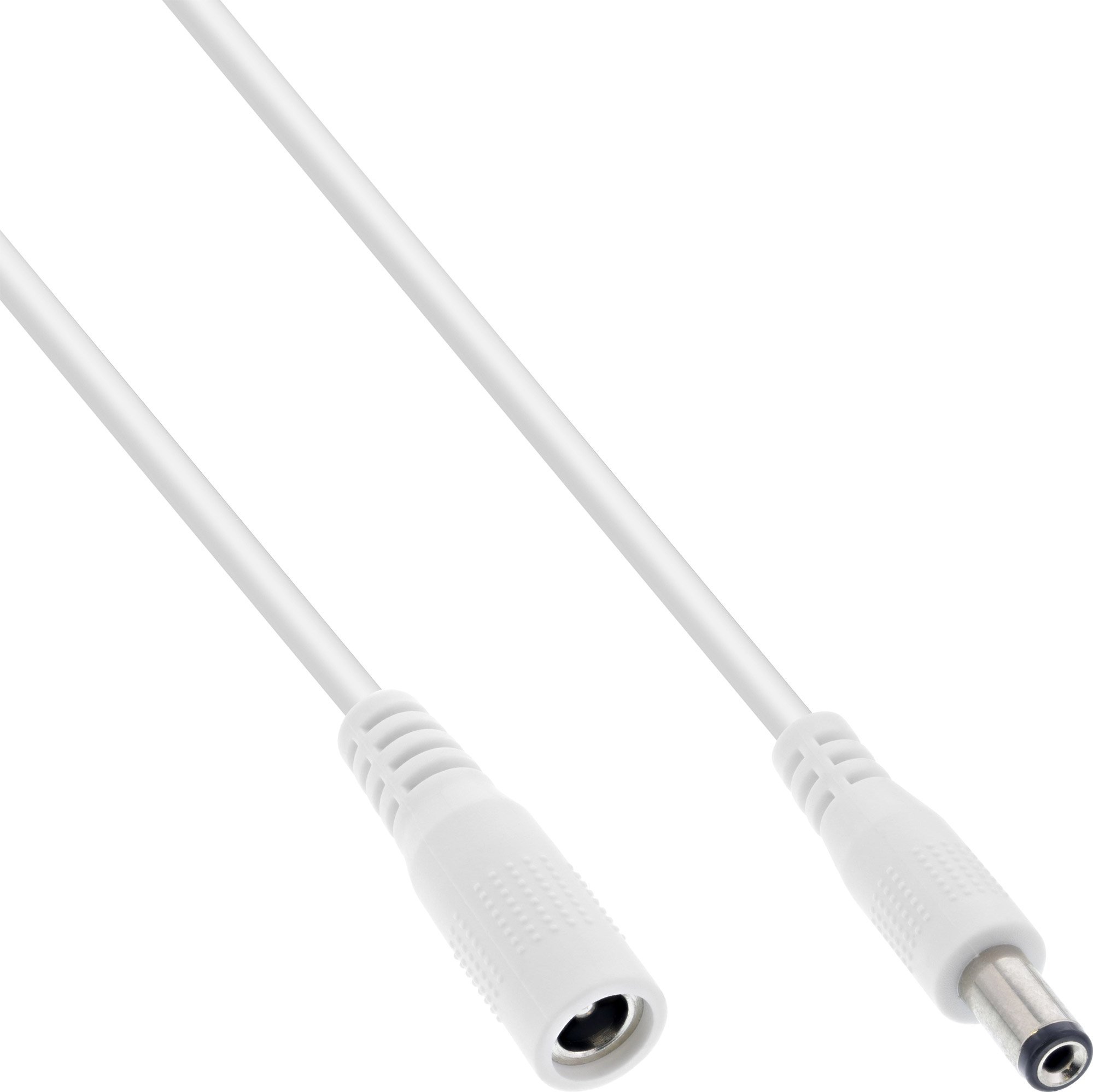 Kabel zasilający InLine InLine® DC extension cable, DC plug male/female 5.5x2.1mm, AWG 18, white, 0,5m
