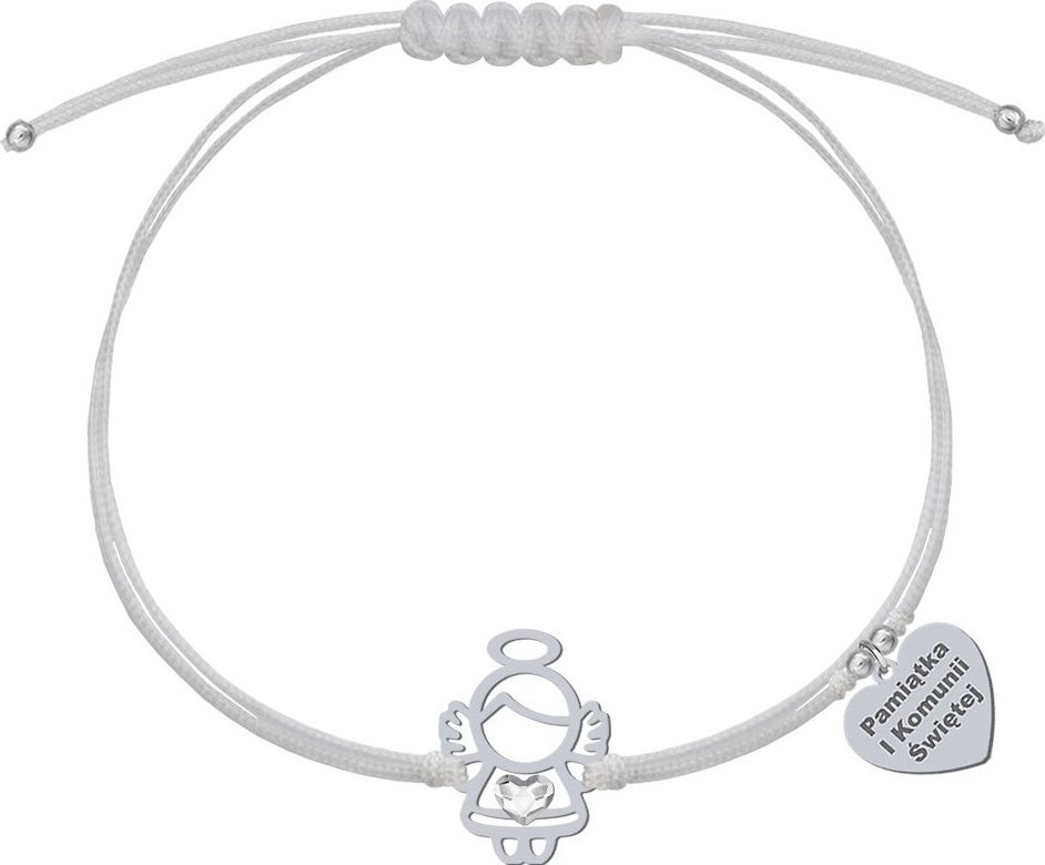 Radziszewska Jewellery Bransoletka z Aniołkiem srebro sznurek GRAWER GRATIS