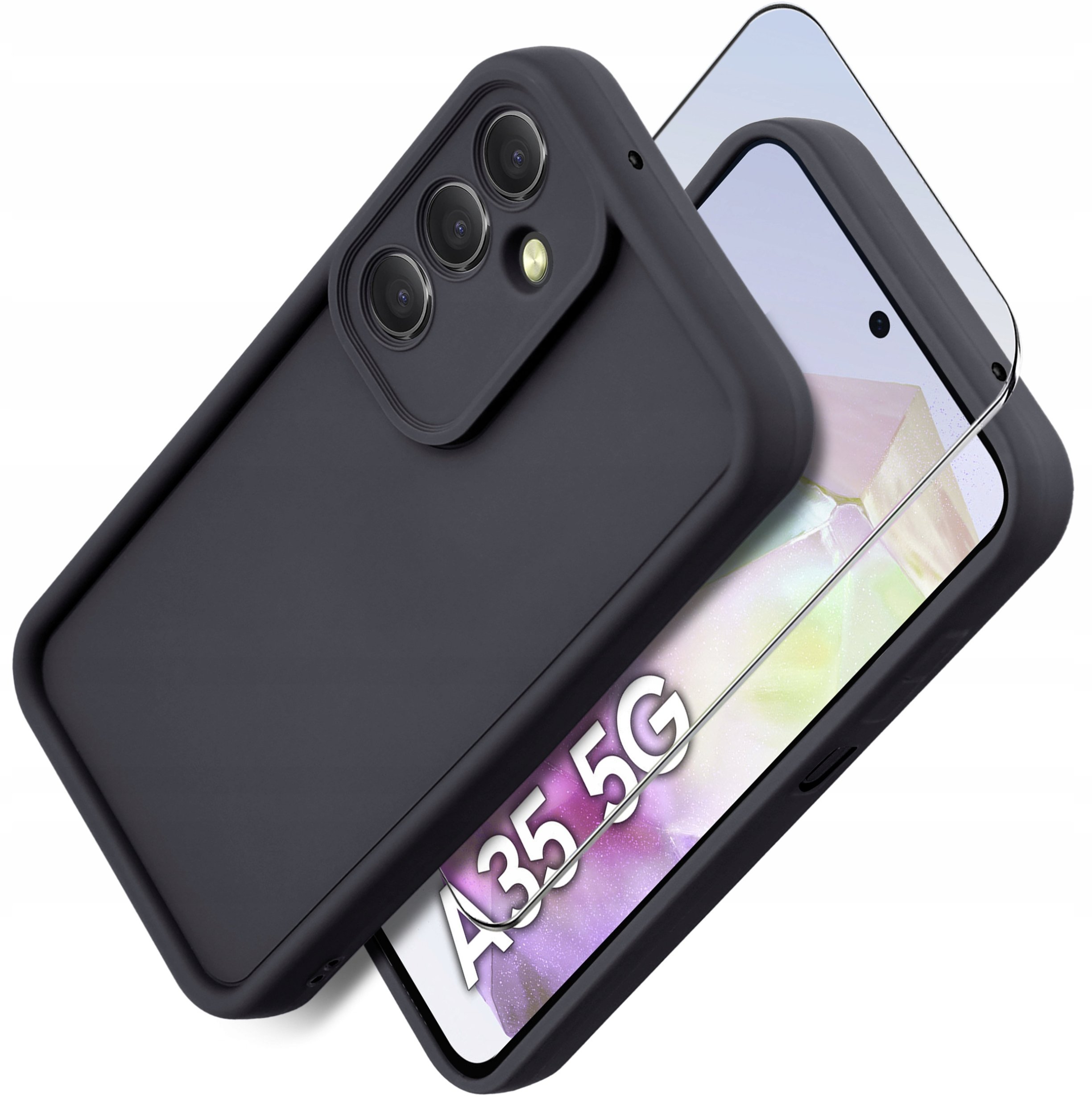 Etui do Samsung A35 5G silikonowe MATOWE + Szkło ochronne na ekran 9H