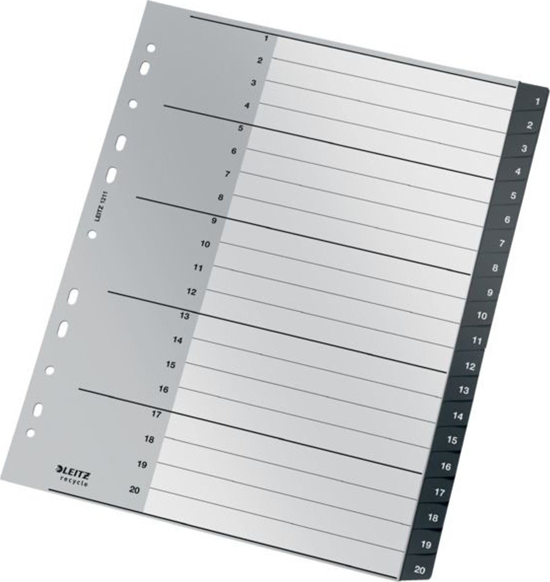 Leitz Przekładki PP Leitz Recycle A4 Maxi 1-20 czarne