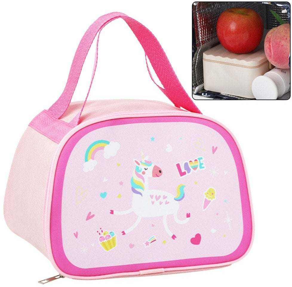 Torba Termiczna Izolacyjna Śniadaniowa Lunch Bag Różowa Jednorożec 23cm