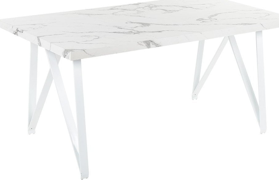 Beliani Stół do jadalni 160 x 90 cm efekt marmuru biały GRIEGER