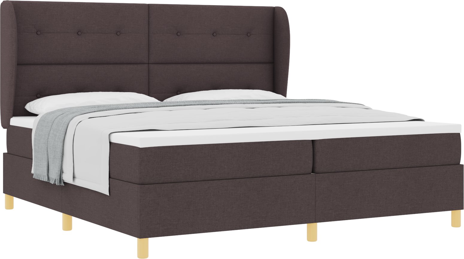 Łóżko z materacem vidaXL - Ciemnobrązowe, 200x200 cm, Tkanina