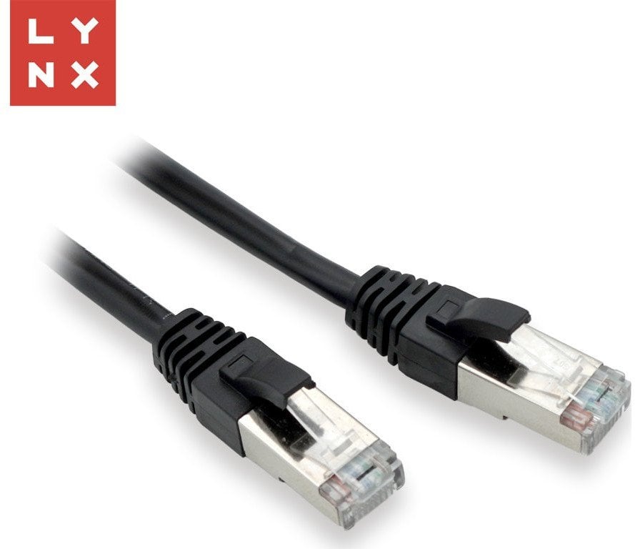LYNX FTP patch kabel Cat5e PVC, CCA, 0,3m, černý (balení obsahuje 10ks)