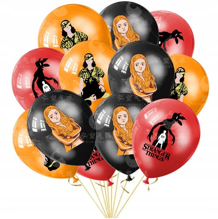 Balon Klasyczny z Nadrukiem na URODZINY - STRANGER THINGS - 12 szt