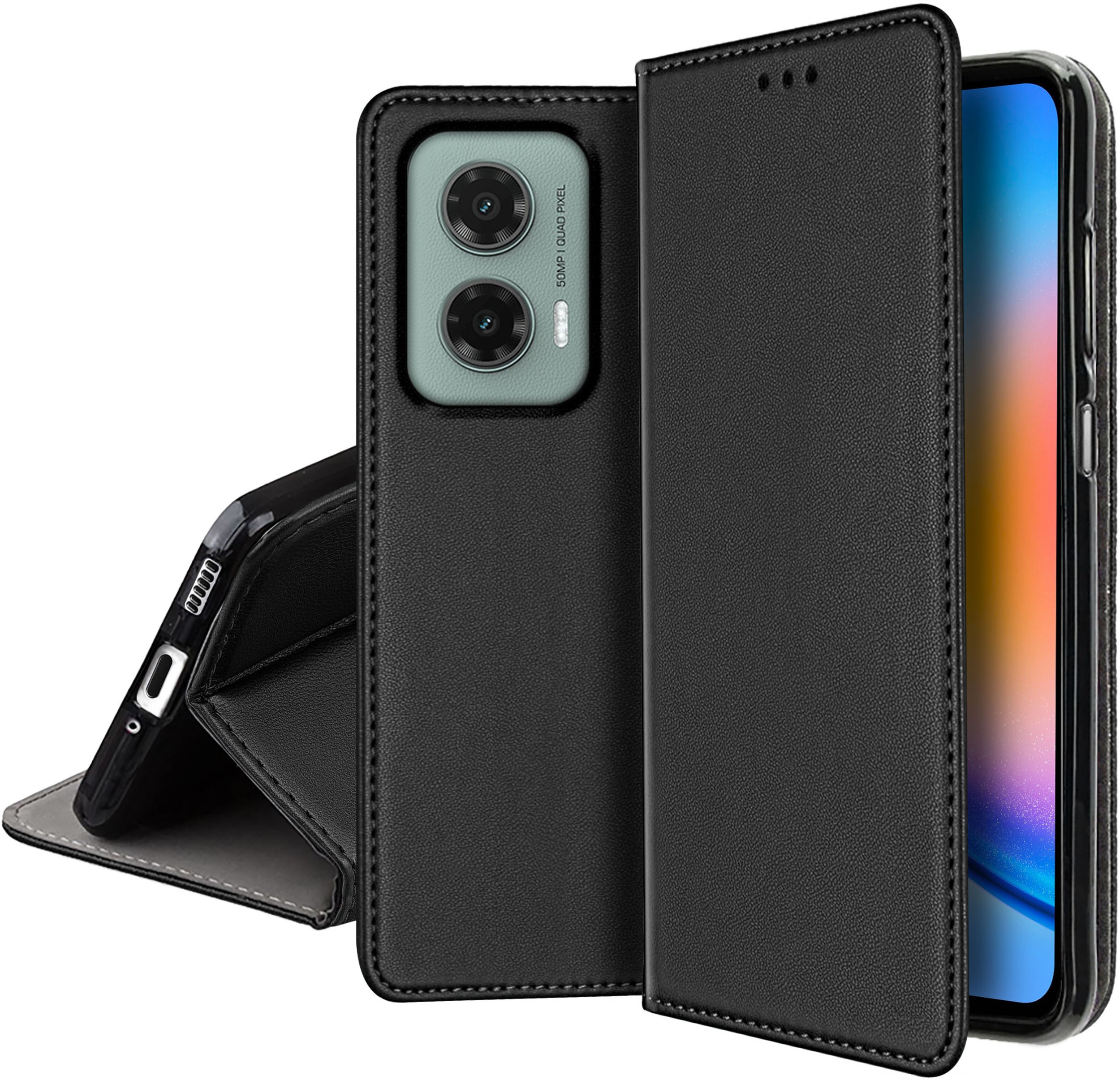 ETUI SKÓRZANE do Motorola Moto G35 5G MAGNETYCZNE BOOK CASE TOKRA SZKŁO 9H