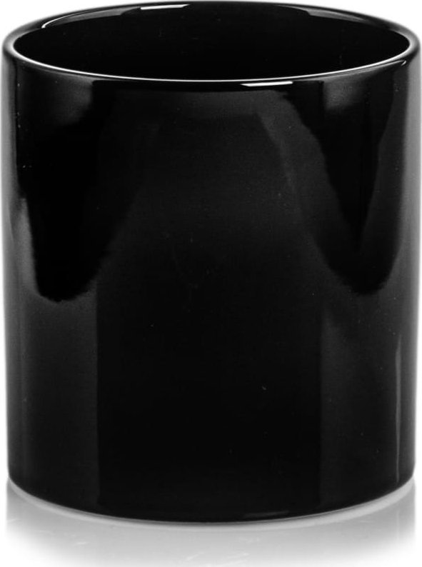 Polnix Ceramiczna osłonka na doniczkę walec czarna 16cm