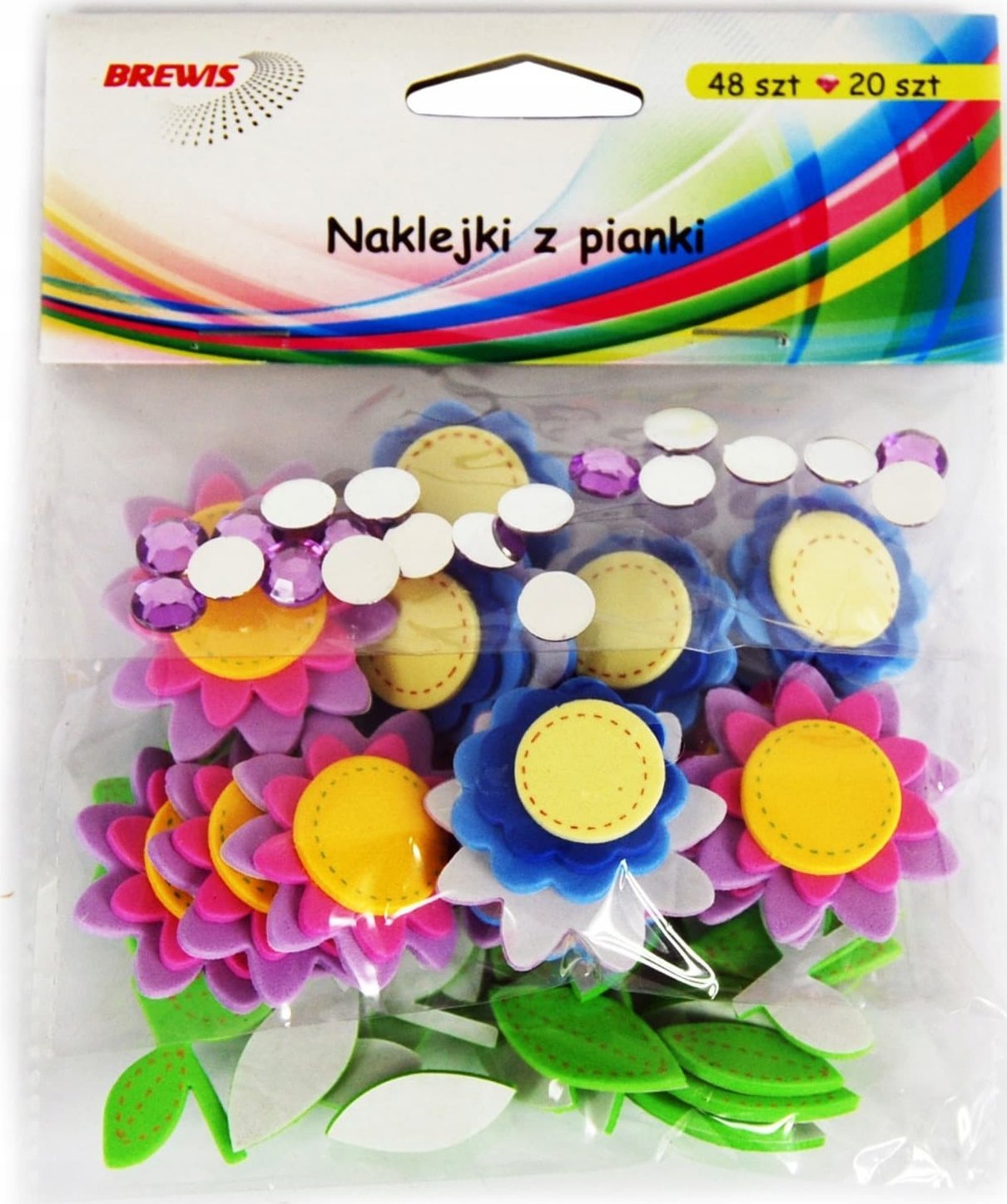 BREWIS Naklejki z pianki kwiatki + cyrkonie