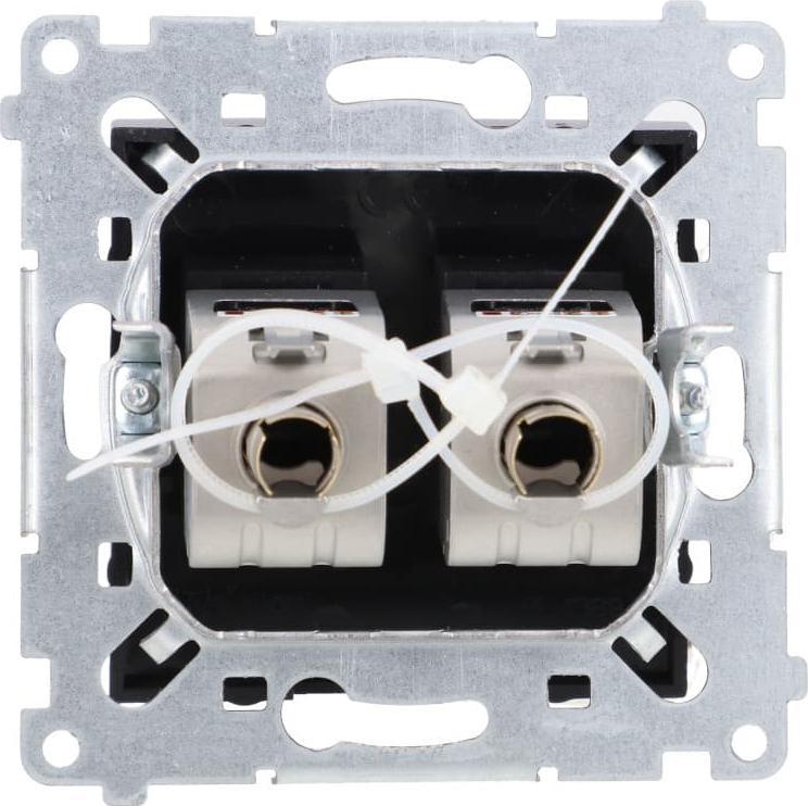 Kontakt-Simon Simon 54 Gniazdo komputerowe podwójne RJ45 kategoria 6 ekranowane z przesłoną przeciwkurzową (moduł) czarny mat D62E.01/49