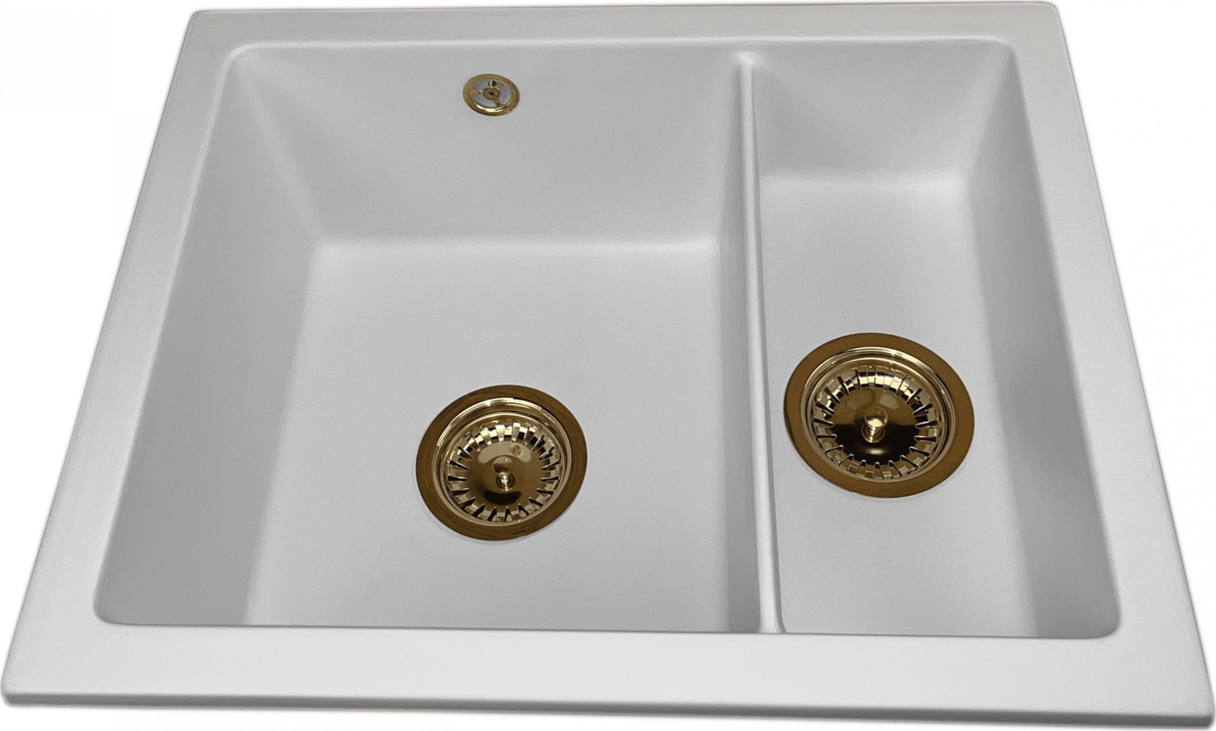 Zlewozmywak PREHNIT Zlewozmywak podblatowy AQVA PRO biały + złoty syfon