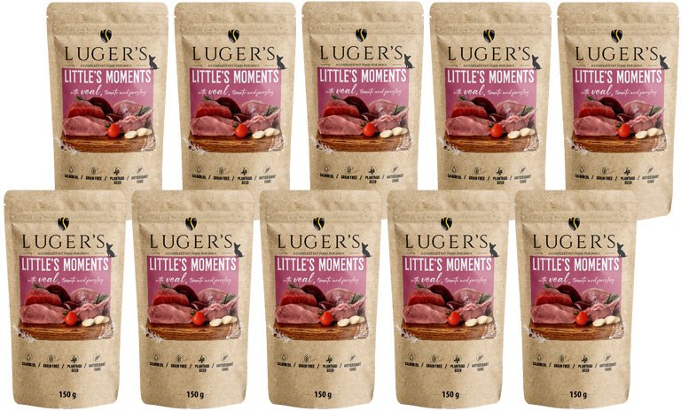 Karma mokra dla psów małych ras Luger's Little's Moments z cielęciną, pomidorem i pietruszką zestaw 10 x 150 g