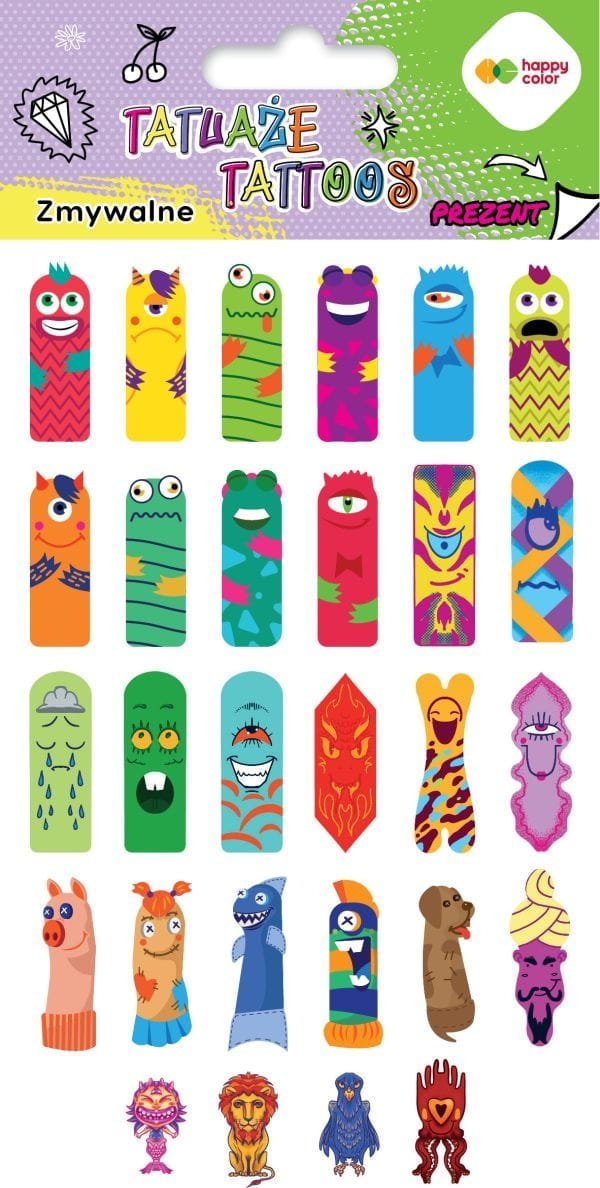 Tatuaże zmywalne FINGERS TATTOO rozm. 100x200 mm