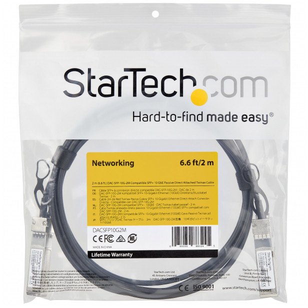 Startech.COM DELL EMC DAC-SFP-10G-2M COMPATIBLE SFP+ DAC TWINAX CABLE - 2 M - 10GBASE DIRECT ATTACH CABLE - 2 M (DACSFP10G2M)