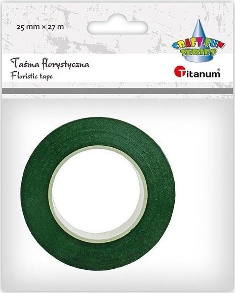 Taśma florystyczna 25mm 27m ciemnozielona