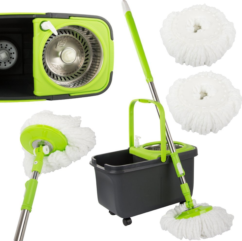 Mop Verk Mop obrotowy rotacyjny 360 dozownik wiadro zestaw 2x nakładki mikrofibra