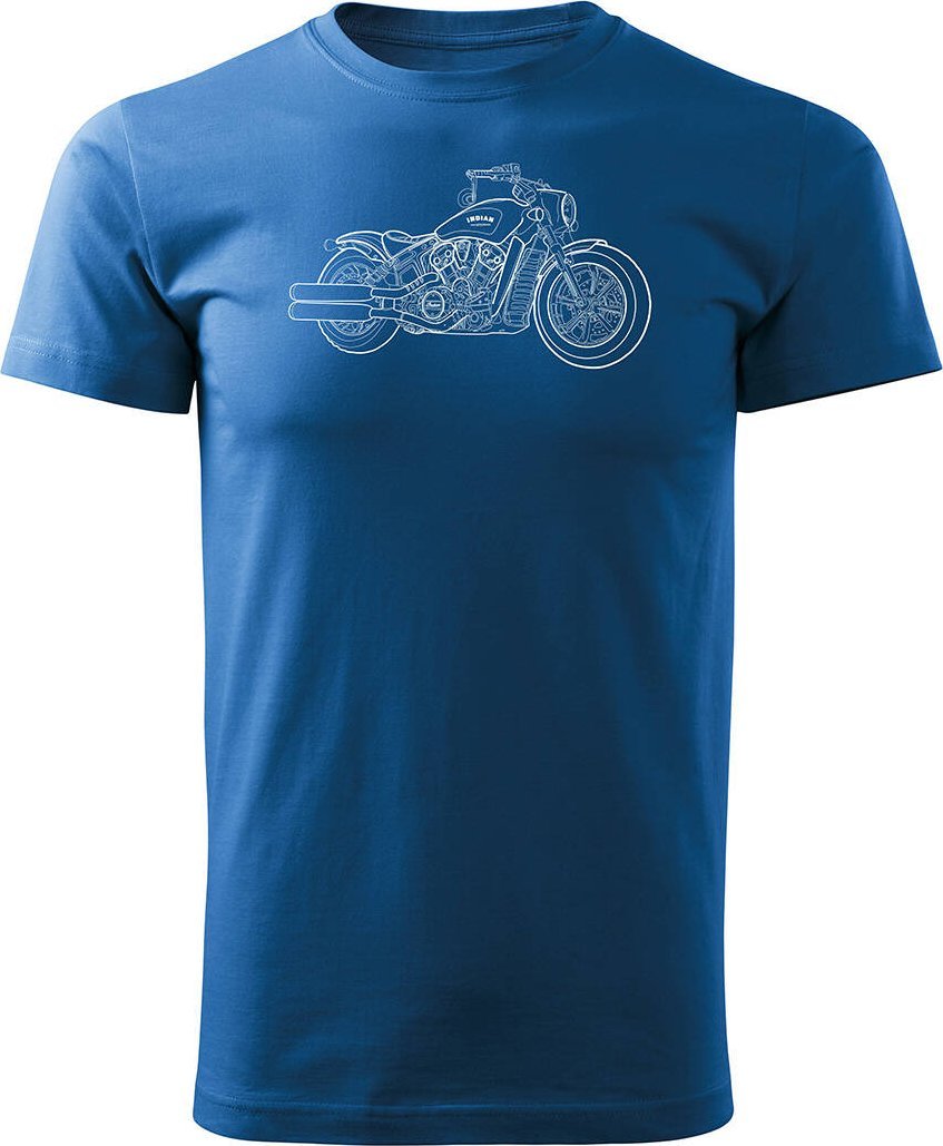 Topslang Koszulka motocyklowa z motocyklem na motor Indian Scout Bobber męska niebieska REGULAR M