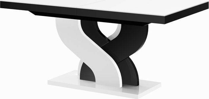 Hubertus Stół BELLA 160(256)x89 biały połysk/czarny połysk rozkładany