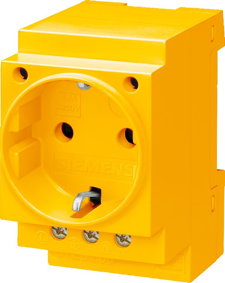 Siemens Gniazdo modułowe 2P+Z 16A 230V Schuko na szynę żółte 5TE6810