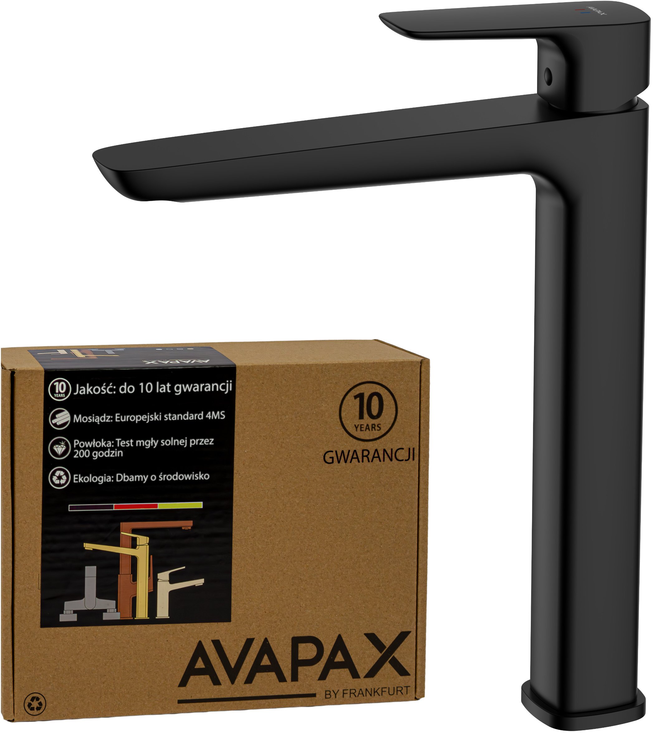 Bateria umywalkowa stojąca wysoka - nablatowa , Kolor: czarny