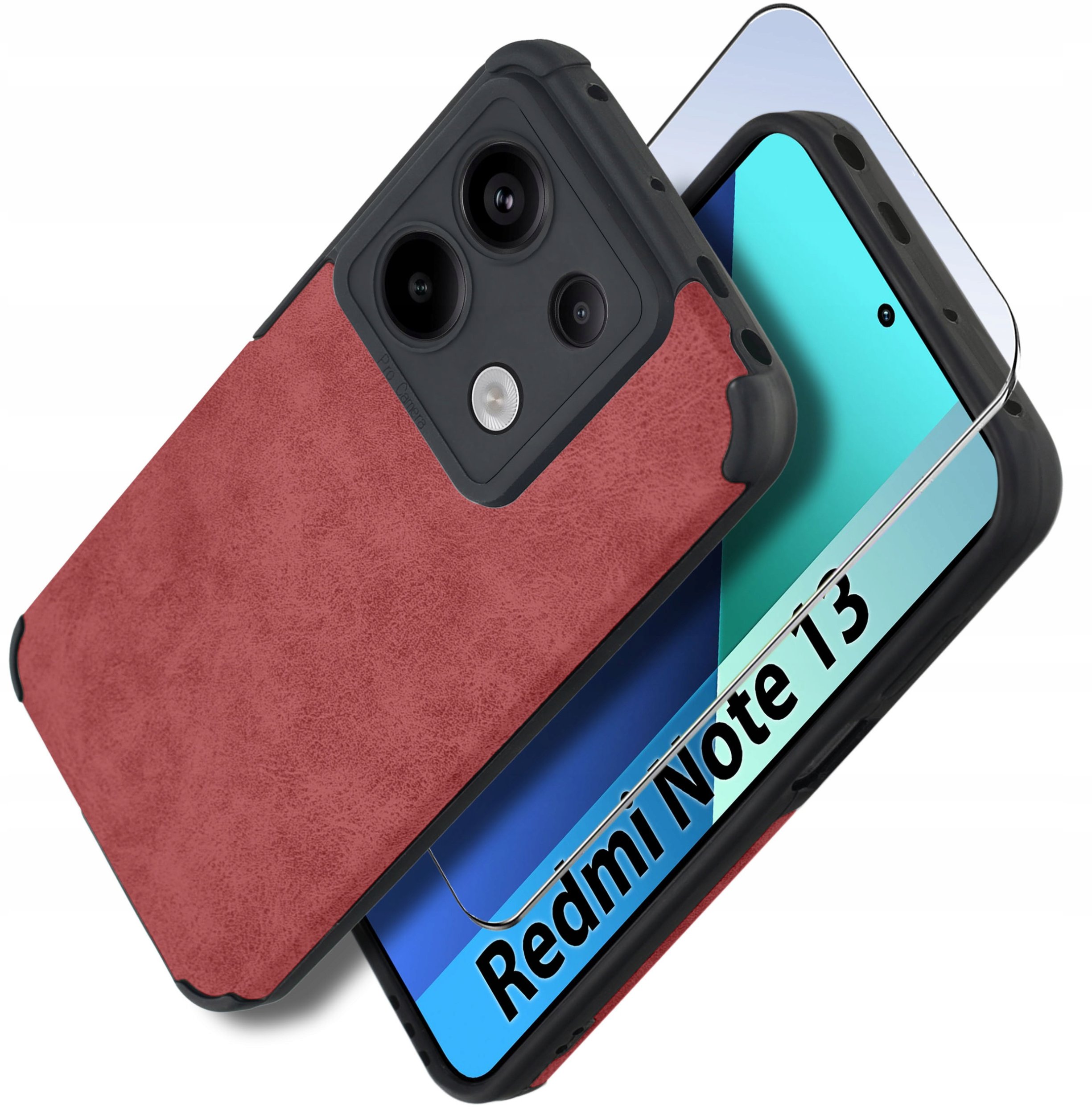 Etui do Xiaomi Redmi Note 13 4G silikonowe SKÓRZANE VINTAGE CASE + Szkło 9H