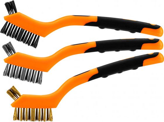 Neo Szczotki druciane (Szczotki druciane zestaw 3 szt, 3x7 rzędów (Szczotki wykonane z drutu stalowego , nylonowego i mosiężnego. Szczotka profilowana