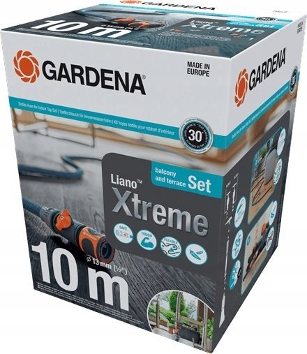 Gardena GARDENA Textile Hose Liano Xtreme 1/2", 10 meter set + indoor adapter (dark grey/orange, model 2023, incl. watering nozzle, control valve)