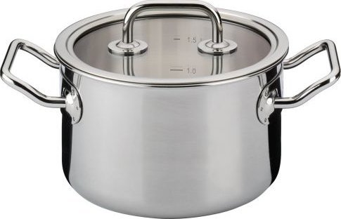 Hurtel Garnek z pokrywą, 1,7 l, śred. 16 x 10 cm, stal nierdzewna 18/0/szkło BRIGADE BASIC / Spring