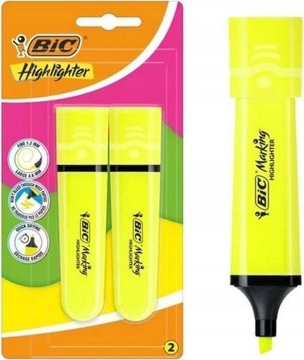 Teka Zakreslacz Flat żółty neon 2szt BIC