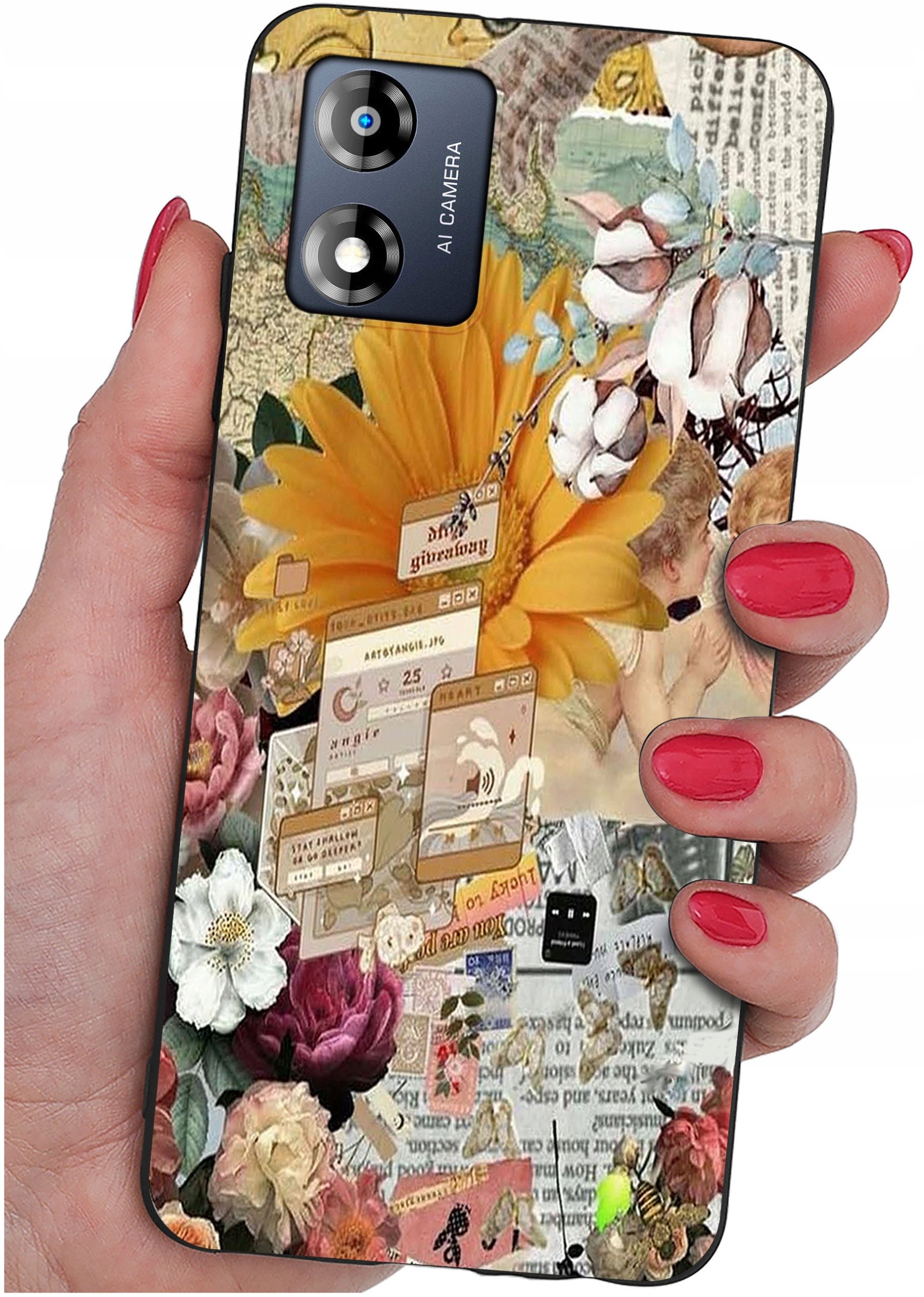 Etui do Motorola Moto E13 WZORY |SILIKONOWE MATT CASE + SZKŁO 9H