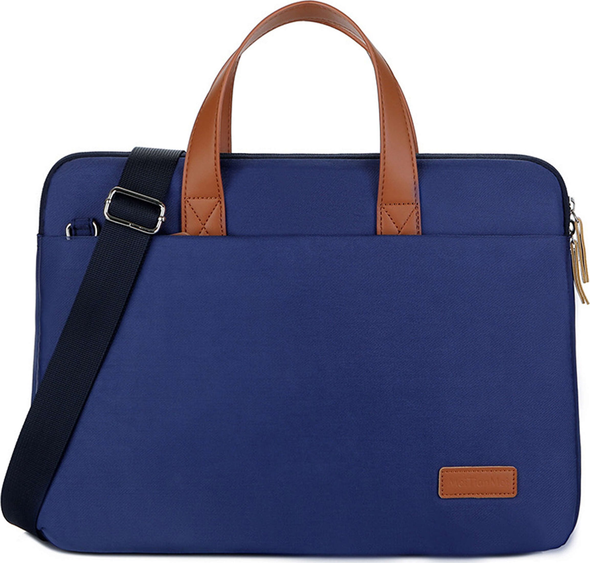 Alogy Torba teczka na ramię męska damska na laptopa tablet 15.6 cal materiałowa podróżna pokrowiec Alogy Granatowa