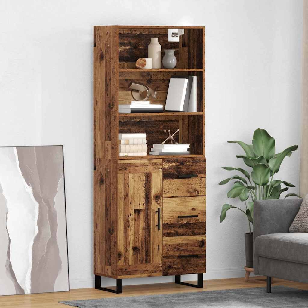 vidaXL Highboard Ścienny Stare drewno 69,5 x 34 x 180 cm
