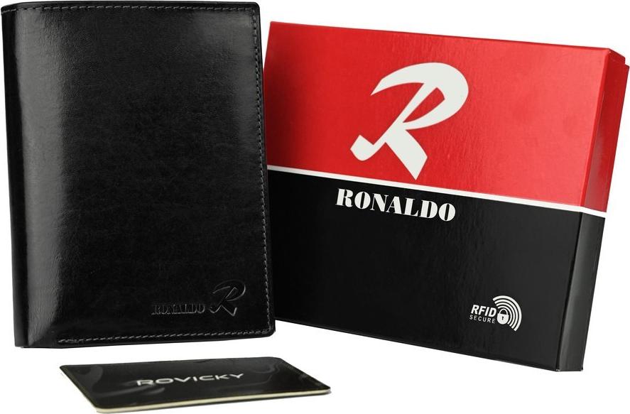 Ronaldo Pojemny, pionowy portfel męski z połyskującej skóry naturalnej Ronaldo NoSize