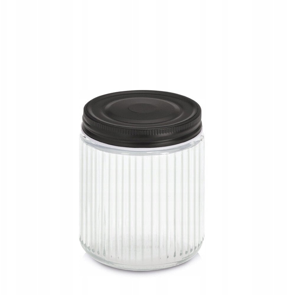 Słoik z metalową pokrywką KITCHEN ESSENTIALS, ryflowane szkło
