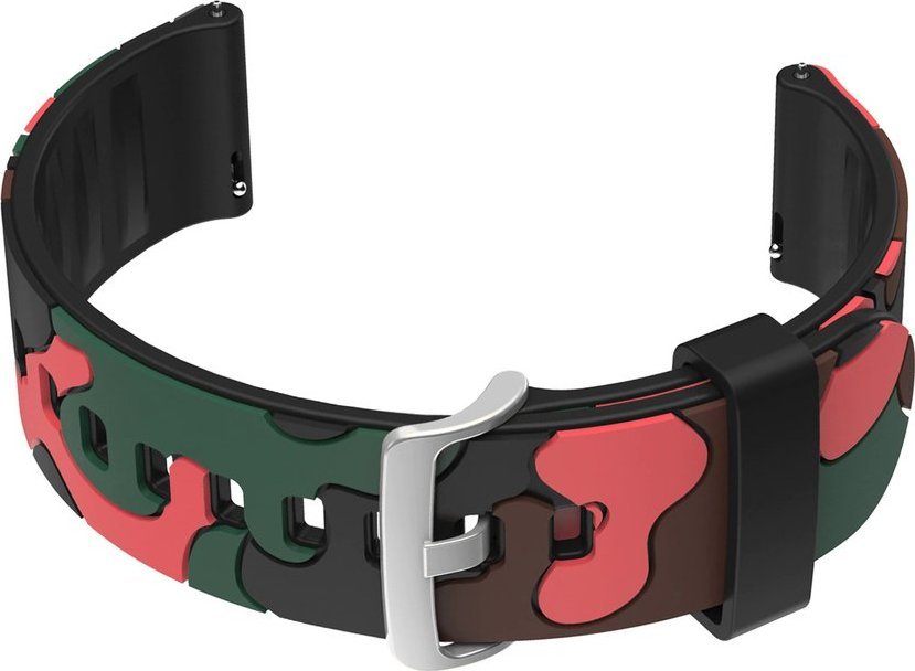 Pasek gumowy do zegarka U13 - czarny/pomarańczowy-moro - 22mm