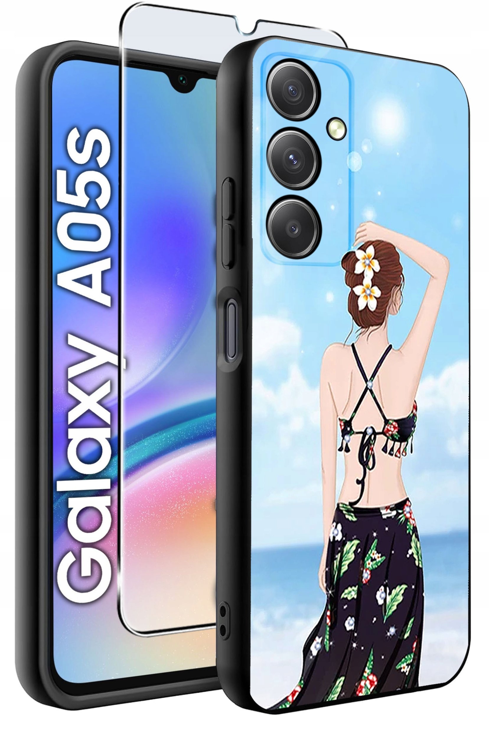 ETUI do Samsung A05s WZORY | SILIKONOWE MATT CASE + SZKŁO 9H