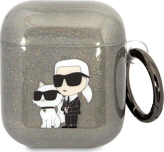 Karl Lagerfeld Karl Lagerfeld KLA2HNKCTGK Airpods 1/2 cover czarny/black Gliter Karl&Choupette